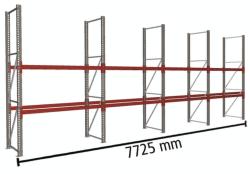 META Palettenregal MULTIPAL für 24 Paletten, 7725 mm breit, 3 Lagerebenen