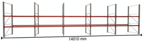 META Palettenregal MULTIPAL für 45 Paletten, 14010 mm breit, 3 Lagerebenen