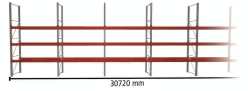 META Palettenregal MULTIPAL für 88 Paletten, 30720 mm breit, 4 Lagerebenen