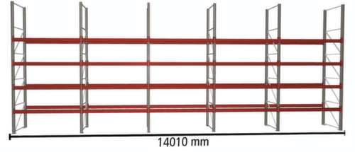 META Palettenregal MULTIPAL für 50 Paletten, 14010 mm breit, 5 Lagerebenen