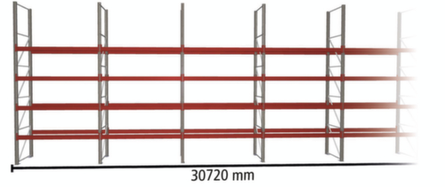 META Palettenregal MULTIPAL für 110 Paletten, 30720 mm breit, 5 Lagerebenen