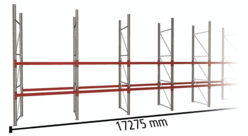 META Palettenregal MULTIPAL für 81 Paletten, 17275 mm breit, 3 Lagerebenen