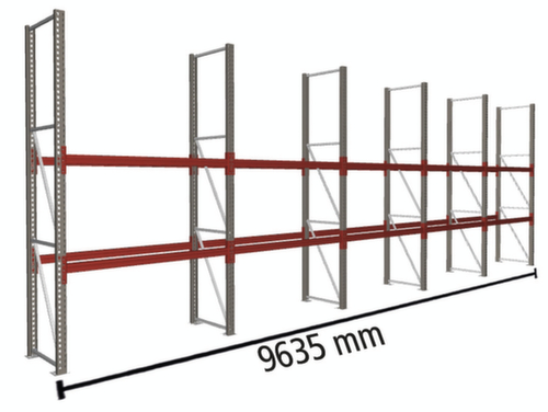 META Palettenregal MULTIPAL für 15 Paletten, 9635 mm breit, 3 Lagerebenen