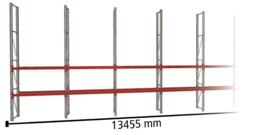 META Palettenregal MULTIPAL für 28 Paletten, 13455 mm breit, 4 Lagerebenen
