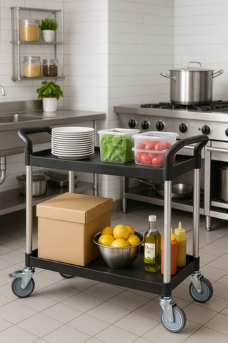 UDOBÄR Kunststoff-Etagenwagen 793x510 mm, Traglast 180 kg, 2 Etagen