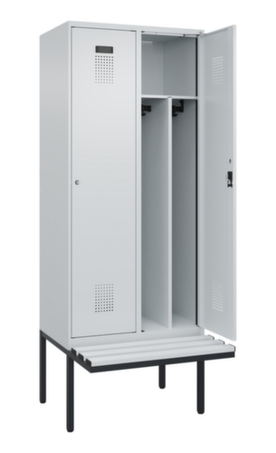 C+P Schwarz-Weiß-Spind Evolo PLUS mit Sitzbank, Abteilbreite 400 mm