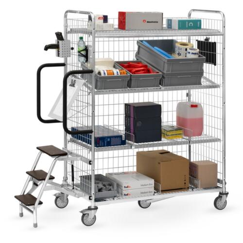 fetra Kommissionierwagen mit Gitterwänden, Traglast 300 kg, 1 Etagen