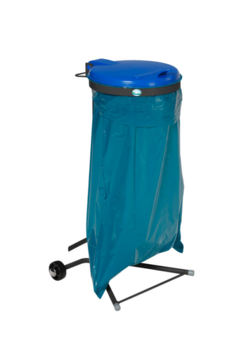 VAR Fahrbarer Müllsackständer, für 120-Liter-Säcke, kieselgrau, Deckel blau