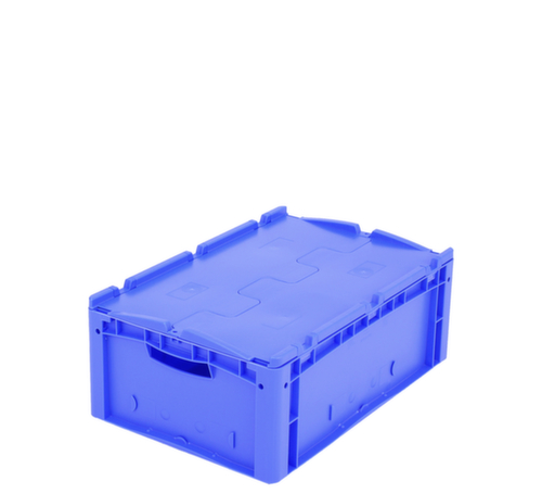 Euronorm-Stapelbehälter, blau, Inhalt 43 l, Zweiteiliger Scharnierdeckel