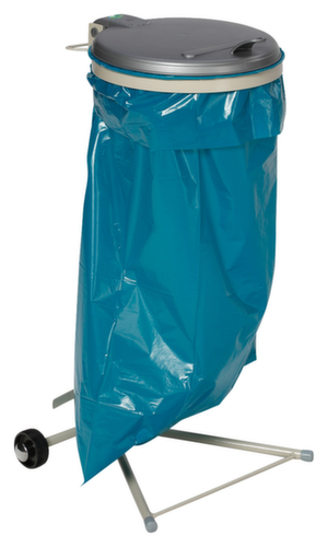 VAR Fahrbarer Müllsackständer, für 120-Liter-Säcke, kieselgrau, Deckel silber Standard 1 L