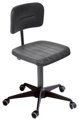 Arbeitsstuhl mit Spindel, Sitz PU-Schaum mit Stahleinlage schwarz, mit Rollen Standard 1 L