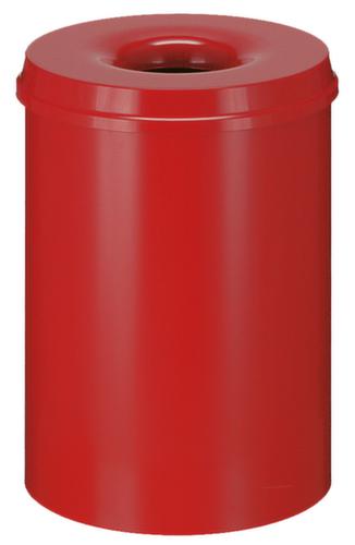 Selbstlöschender Papierkorb aus Stahl, 30 l, rot, Kopfteil rot Standard 1 L
