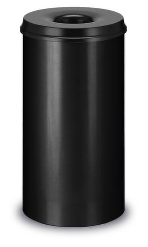 Selbstlöschender Papierkorb aus Stahl, 50 l, schwarz, Kopfteil schwarz Standard 1 L