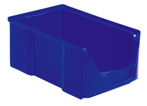 Stapelbarer Sichtlagerkasten Futura mit tiefer Eingrifföffnung, blau, Tiefe 360 mm Standard 1 L