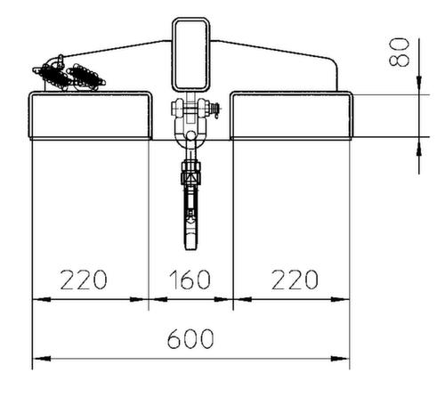 Bauer Geneigter Lastarm, Traglast 1000 kg, RAL2000 Gelborange Technische Zeichnung 1 L