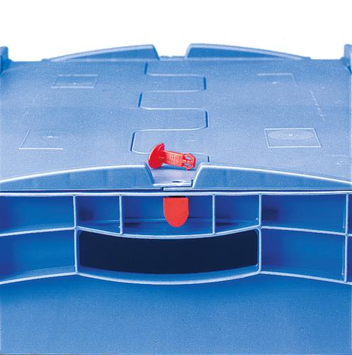 Euronorm-Stapelbehälter mit Rippenboden, blau, Inhalt 79 l, Zweiteiliger Scharnierdeckel Detail 2 L