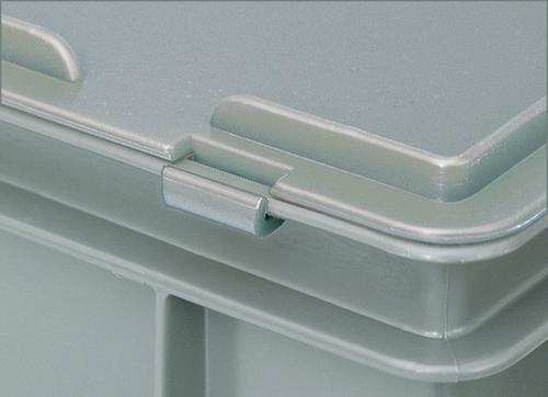 Euronombehälter mit Scharnierdeckel, grau, HxLxB 135x400x300 mm Detail 1 L