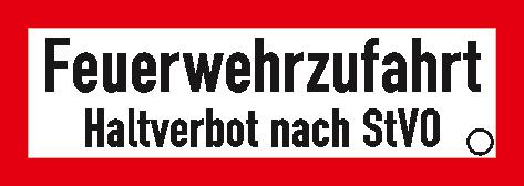 Brandschutzschild "Feuerwehrzufahrt Halteverbot nach StVO", Wandschild, Standard Standard 1 L