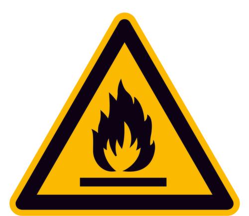 Warnschild vor feuergefährlichen Stoffen, Aufkleber Standard 1 L