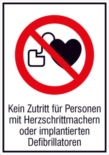 Verbotskombischild "Verbot für Personen mit Herzschrittmacher", Wandschild, Standard Standard 1 L