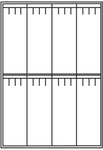 C+P Doppelstöckiger Umkleideschrank Classic mit Sitzbank + 4x2 Abteile, Abteilbreite 300 mm Technische Zeichnung 1 L