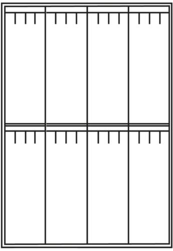 C+P Doppelstöckiger Umkleideschrank Classic mit Sitzbank + 4x2 Abteile, Abteilbreite 400 mm Technische Zeichnung 1 L