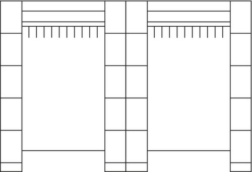 C+P Schließfach-Garderobe Classic lichtgrau mit 20 Fächern, Breite 3720 mm Technische Zeichnung 1 L