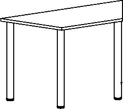 Trapezförmiger Konferenztisch, Breite x Tiefe 1600 x 520 mm, Platte lichtgrau Technische Zeichnung 1 L