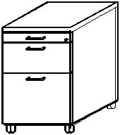 Rollcontainer Terra Nova mit HR-Auszug, 2 Schublade(n), Buche/Buche Technische Zeichnung 1 L