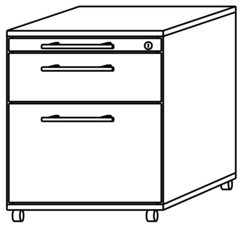 Rollcontainer Sina mit HR-Auszug, 2 Schublade(n) Technische Zeichnung 1 L