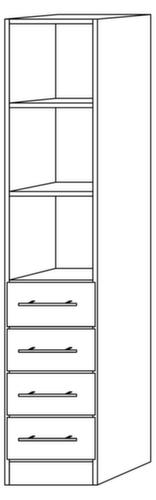 Kombiregal Sina mit Schubladen, 3 Regalfächer, Breite 406 mm, Buche/Buche Technische Zeichnung 1 L