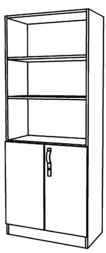 Kombi-Schraubregal Up and Down mit Tür, 3 Regalfächer, Breite 800 mm, grau/grau Technische Zeichnung 1 L