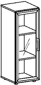 Gera Glastürenschrank Milano, 3 Ordnerhöhen, Korpus Buche Technische Zeichnung 1 L