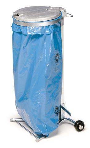 VAR Fahrbarer Müllsackständer, für 70 - 120-Liter-Säcke, Deckel silber Standard 2 L