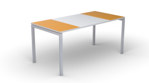 Schreibitsch easyDesk in Bicolor-Optik, 4-Fußgestell, Breite 1400 mm, orange/weiß/weiß Standard 1 L