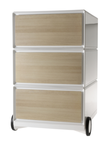 Paperflow Rollcontainer easyBox, 3 Schublade(n), weiß/Buche Standard 1 L