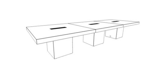 Quadrifoglio Konferenztisch T45 mit kubischem Gestell, Breite x Tiefe 4200 x 1400 mm, Platte Nussbaum Technische Zeichnung 1 L