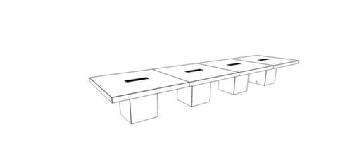 Quadrifoglio Konferenztisch T45 mit kubischem Gestell, Breite x Tiefe 5600 x 1400 mm, Platte Nussbaum Technische Zeichnung 1 L