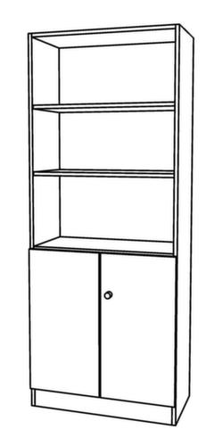Kombischrank Sina mit 2 Türen und 3 Fächern, 5 Ordnerhöhen, weiß/silber Technische Zeichnung 1 L