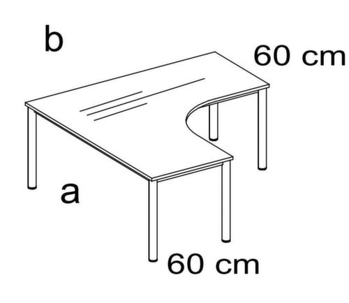 Nowy Styl Freiform-Schreibtisch E10 mit 4-Fußgestell aus Rundrohr Technische Zeichnung 1 L