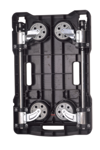 BS-ROLLEN Klappbarer Schiebebügelwagen mit Kunststoffladefläche, Traglast 150 kg, alu/schwarz Standard 2 L