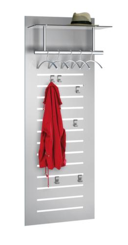 Wandgarderobe tec-art, mit 5 abnehmbare Kleiderbügel, 6 Mantelhaken, 1 Kleiderstange und Hutablage, RAL9006 Weißaluminium Standard 1 L