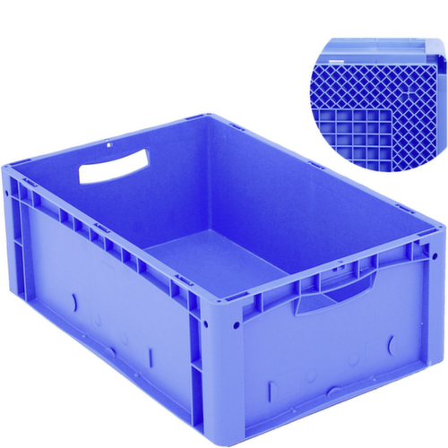 Euronorm-Stapelbehälter mit Rippenboden, blau, Inhalt 69 l Standard 2 L