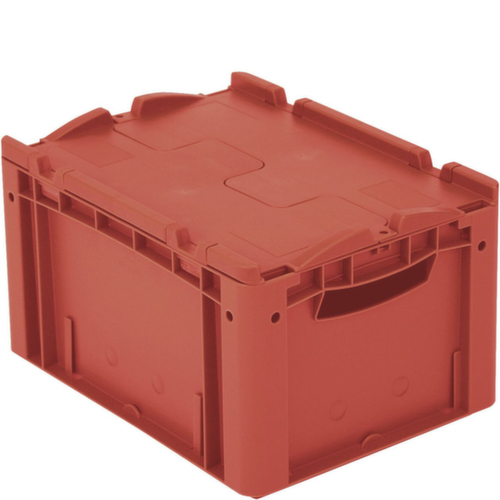 Euronorm-Stapelbehälter, rot, Inhalt 20 l, Zweiteiliger Scharnierdeckel Standard 2 L