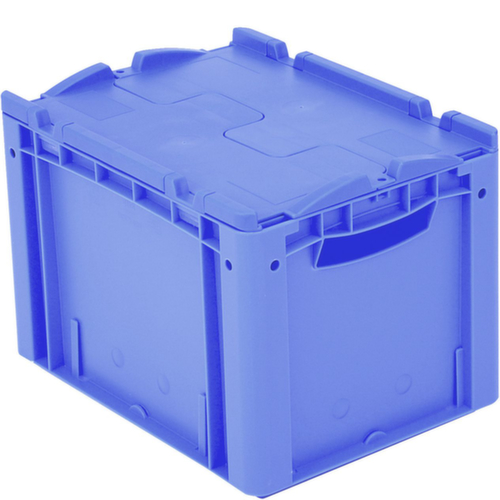 Euronorm-Stapelbehälter, blau, Inhalt 25 l, Zweiteiliger Scharnierdeckel Standard 2 L