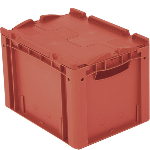Euronorm-Stapelbehälter, rot, Inhalt 25 l, Zweiteiliger Scharnierdeckel Standard 2 L
