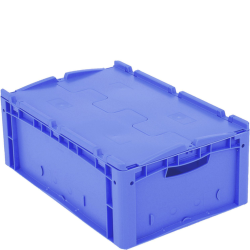 Euronorm-Stapelbehälter, blau, Inhalt 43 l, Zweiteiliger Scharnierdeckel Standard 2 L