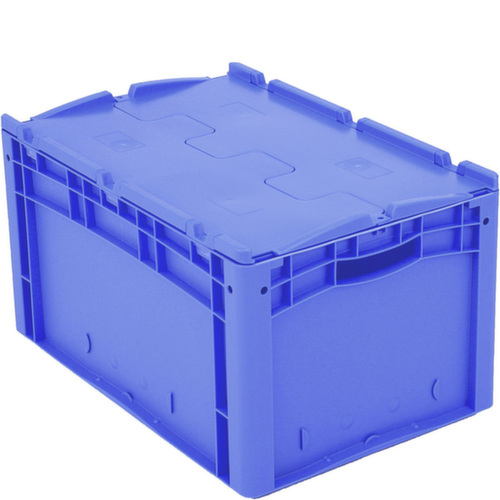 Euronorm-Stapelbehälter, blau, Inhalt 63 l, Zweiteiliger Scharnierdeckel Standard 2 L