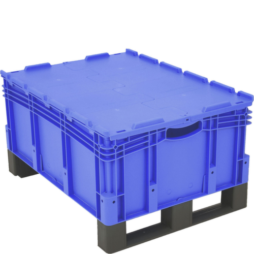 Euronorm-Stapelbehälter mit Doppelboden, blau, Inhalt 121 l, Zweiteiliger Scharnierdeckel Standard 2 L
