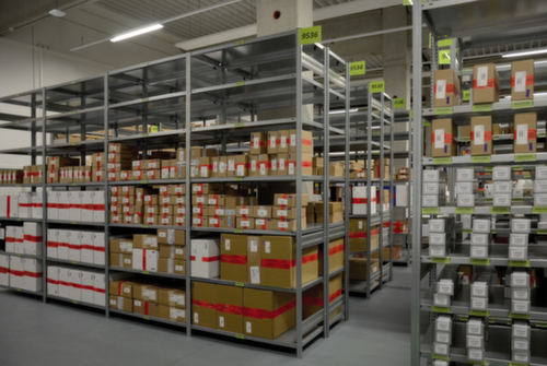 hofe System-Steckregal in Standard Bauart, Höhe x Breite x Tiefe 2000 x 1010 x 635 mm, 5 Böden Milieu 3 L